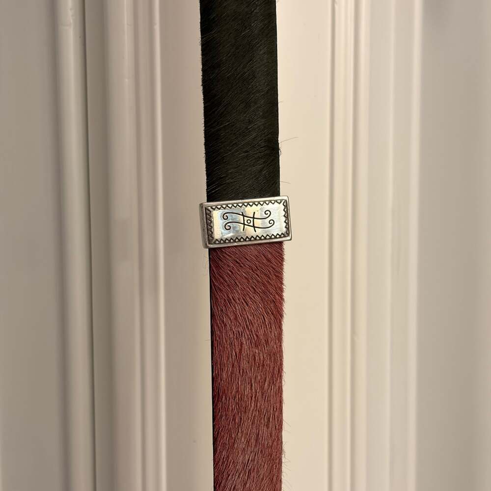 Brighton Multi-Color Calf Hair Leather Concho Belt Western Boho 90s L34 - Picture 8 of 9